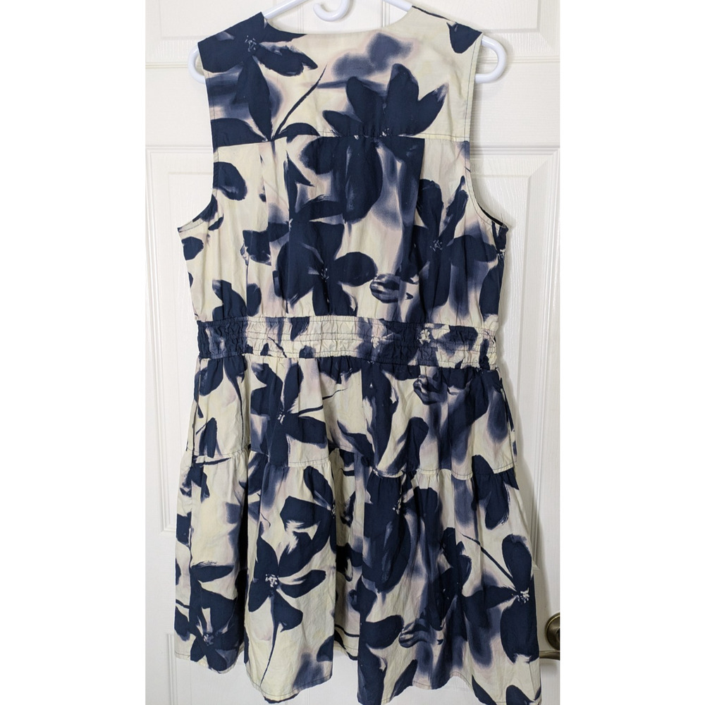 Womens Vera Wang Blue Cream Floral Dress XXL Sleeveless - Picture 2 of 8